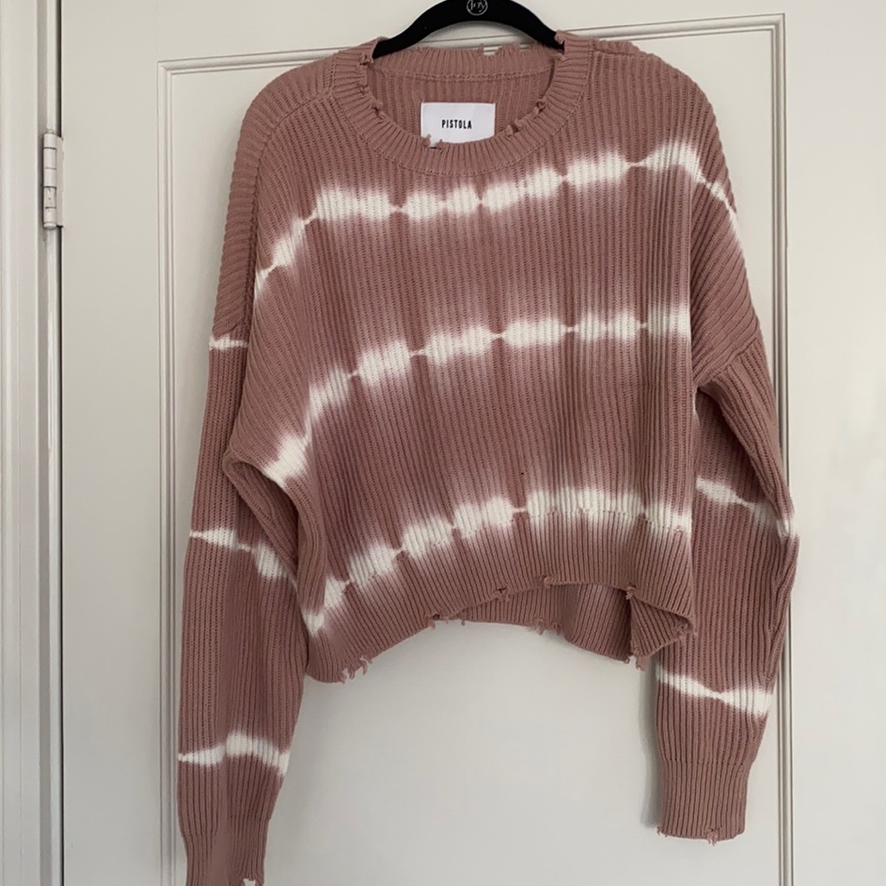 pistola tie dye pink and white cotton sweater. crewneck size s. only worn once